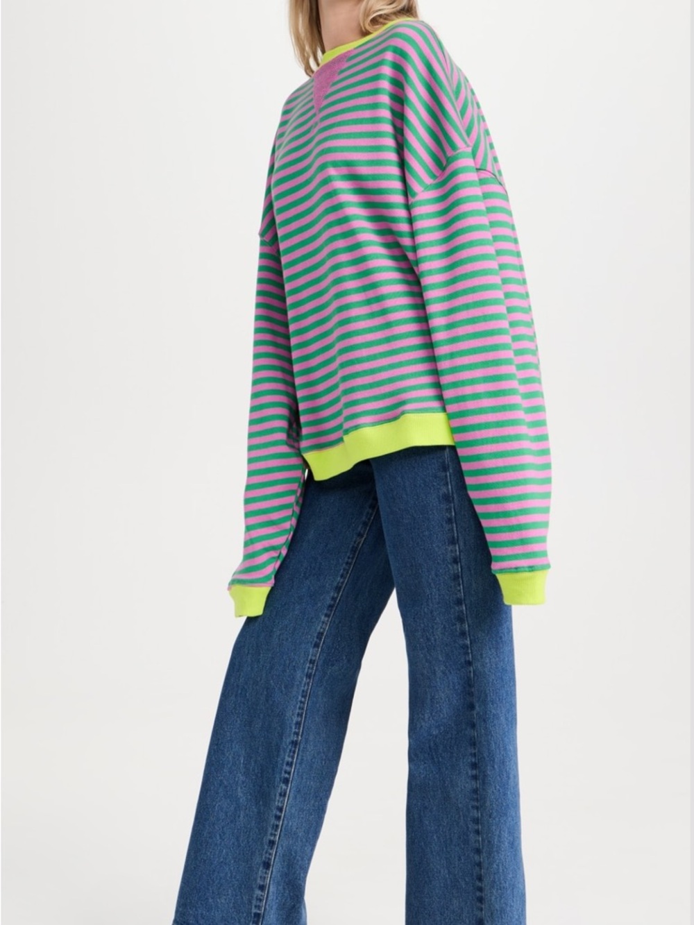 Inspired Striped Pink with Yellow Accents long sleeve top